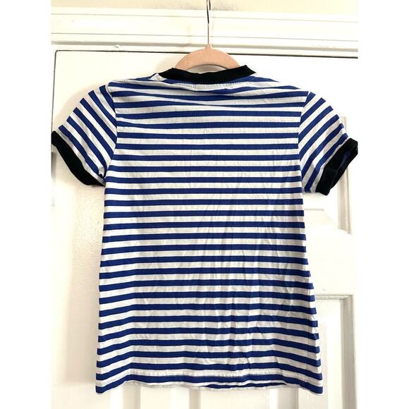 LAZY OAF Blue White Striped Embroidered Whale Nautical Tee T-Shirt - Women’s XS - Picture 6 of 6